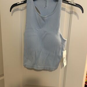 Sky Blue Ribbed Tank Top